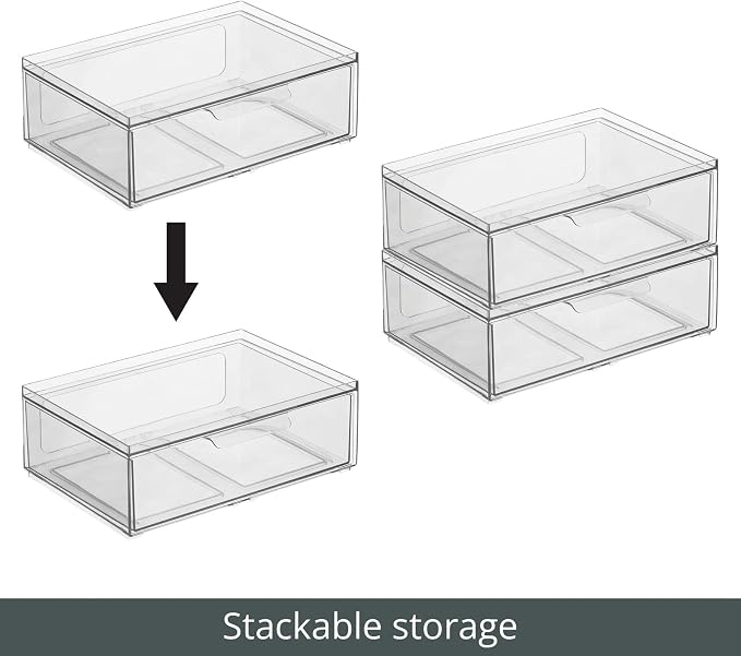 mDesign Plastic Wide Stackable Kitchen Storage Organizer Bin Containers - Image 5