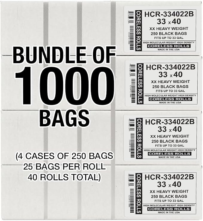 Aluf Plastics High Density Trash Bags, 33 Gallon, 22 Micron, - Image 2