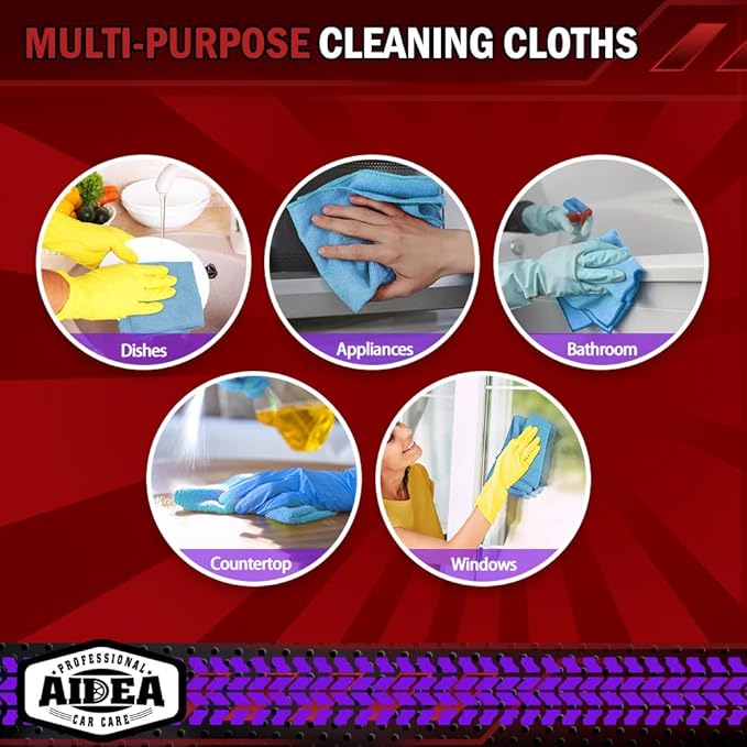 AIDEA Microfiber Cleaning Cloth Blue 10PK, Microfiber Towels - Image 7