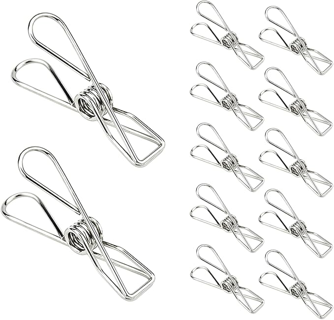 Laundry Clothes Pins Clips 50 Pack, Stainless Steel Heavy Duty Laundry Peg by BONYCUST
