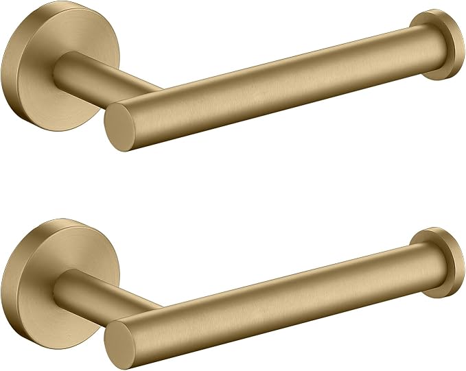 TASTOS Toilet Paper Holder SUS304 Stainless Steel Round Size Brushed Gold 2 Pack by TASTOS
