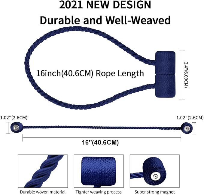18 Inch Strong Magnetic Curtain Tiebacks, Curtain Holdbacks Modern Upgrade - Image 3