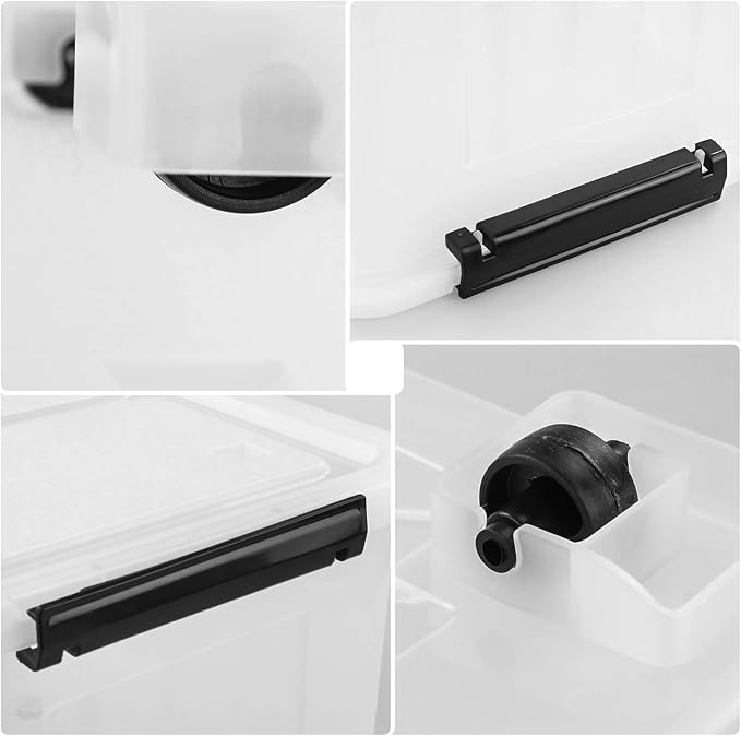 Bringer 4-Pack 30 L Clear Plastic Storage Box, Large Wheeled Storage Bin - Image 3