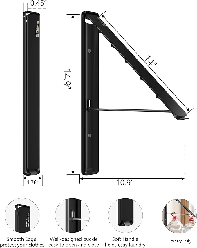 Dr.DJ Clothes Drying Rack Wall Mounted, Retractable & Foldable Clothes Hanger - Image 4