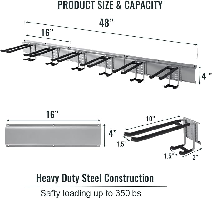 Wall Mount Tool Storage Rack, Garage Organization, Heavy Duty Garage Storage - Image 7