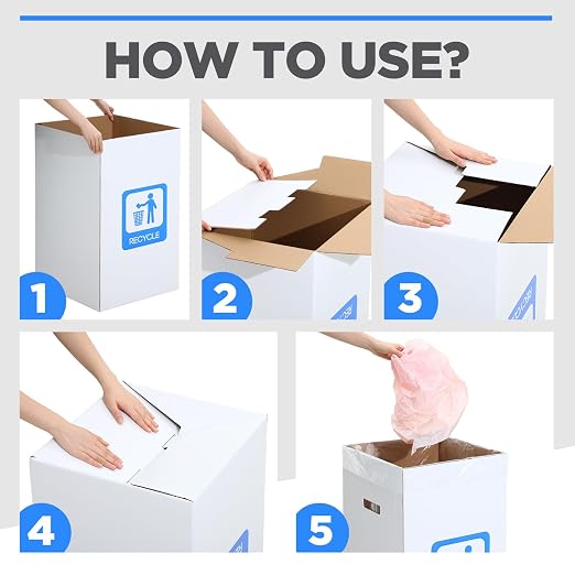 Tioncy 5 Pcs 30 Gallon Corrugated Cardboard Trash Cans Recycling Bins - Image 5