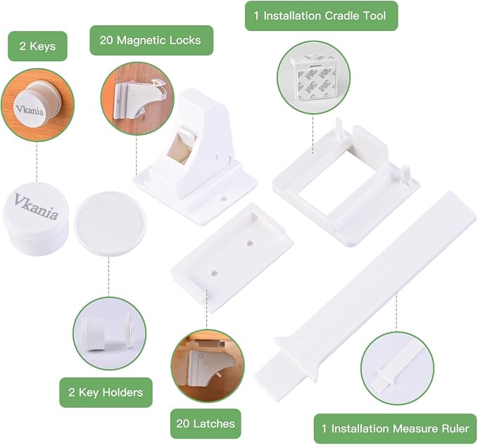 20 Pack Vkania Magnetic Cabinet Locks Baby Proofing - Image 7