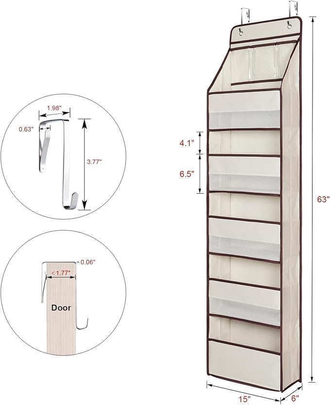 Univivi 6-Shelf Over Door Hanging Organizer Fabric Baby Door Storage - Image 6