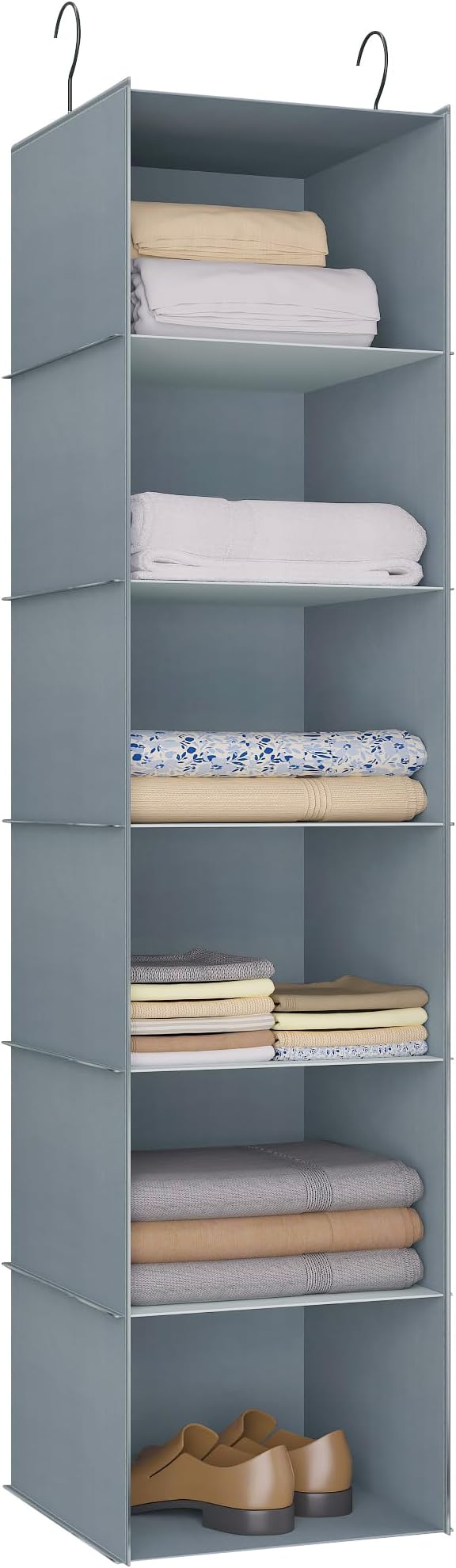 Hanging Closet Organizer and Storage 6-Shelf, Easy Mount Foldable Hanging by DonYeco