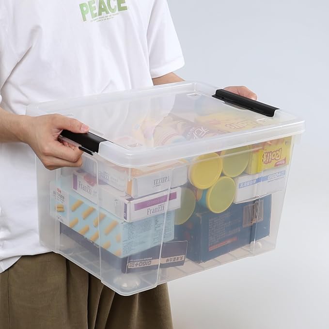 Set of 4 34 L Stackable Plastic Storage Bins - Image 6