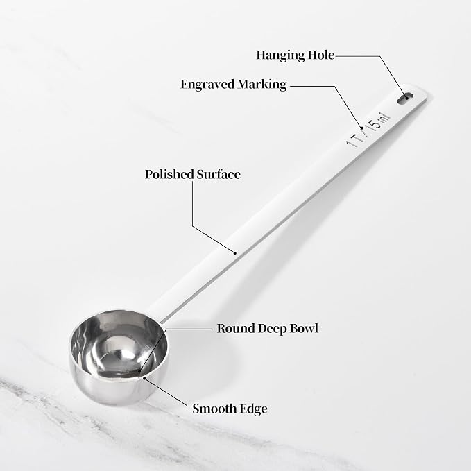 Long Handle Coffee Scoop: 8.3 Inch 18/8 Stainless Steel 1 Tablespoon Metal - Image 6
