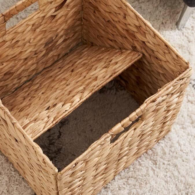 12 x 12in Water Hyacinth Storage Baskets, Wicker Storage Baskets - Image 3