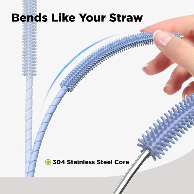 2 Pcs Silicone Straw Cleaner Brush, Extra Long Cleaning Brushes - Image 5