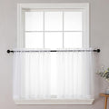 Chyhomenyc Sheer White Tier Curtains 24 Inch Length Set, Small Window Curtains by Chyhomenyc