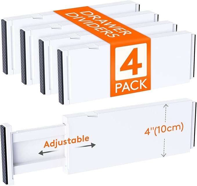 Lifewit 4 Pack Drawer Divider 4" High, 11-17" Drawer Dividers by Lifewit