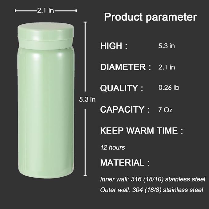 Mini Thermos Cute Water Bottle - 7 oz Tiny Insulated Vacuum 18/10 Stainless - Image 2