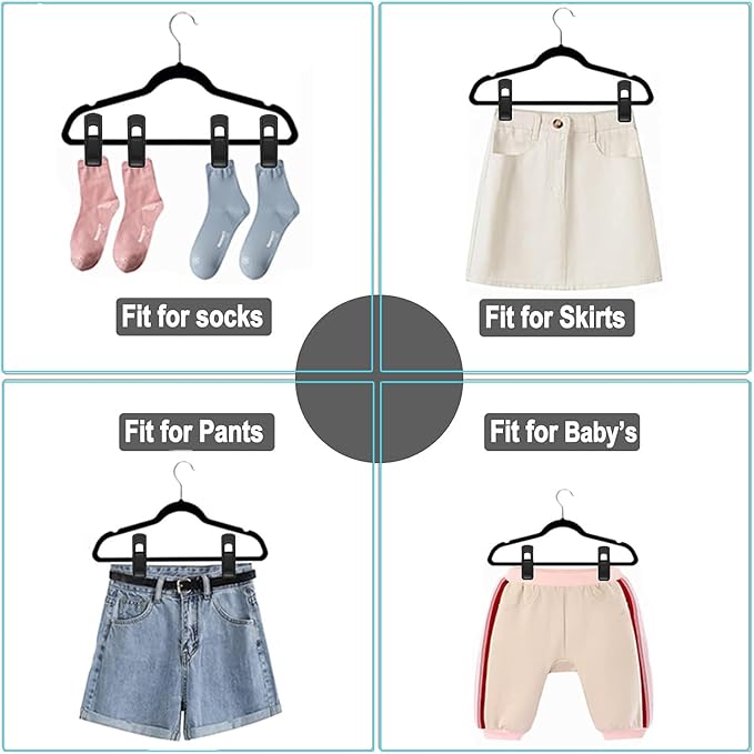 Hanger Clips Perfect for Velvet Hangers, Non-Slip Plastic Clips Pant Skirt - Image 4