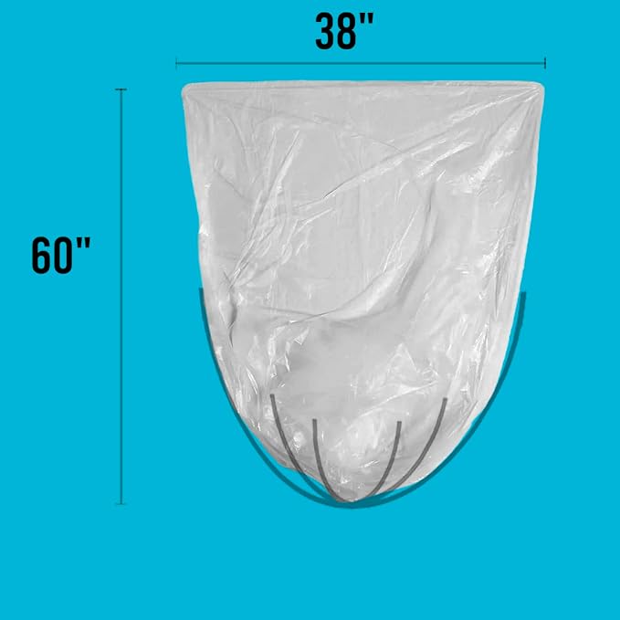 55-60 Gallon Trash Bags, Heavy Duty Clear Plastic Recycling Bags, Construction - Image 3