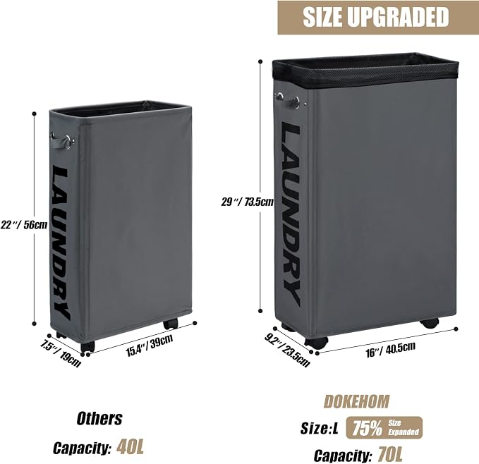 DOKEHOM 29-Inches Enlarged Slim Laundry Basket - Image 3