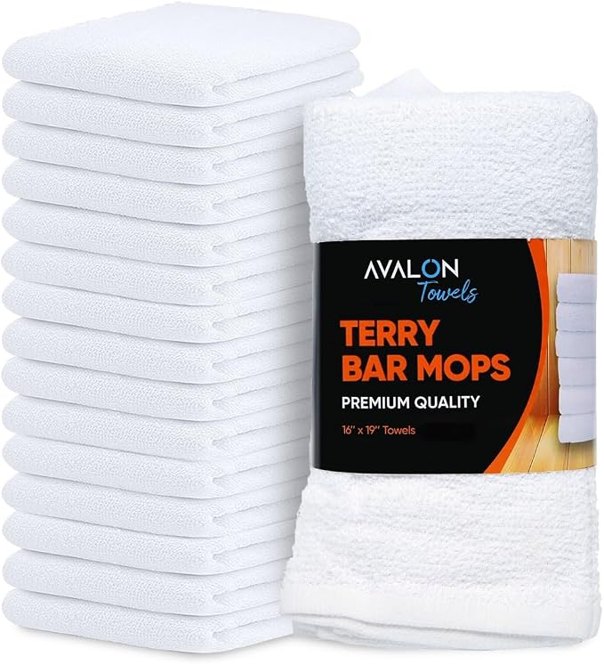 Avalon Towels Terry Bar Mop Towels Size 16"x19" – Absorbent and Durable by AvalonTowels