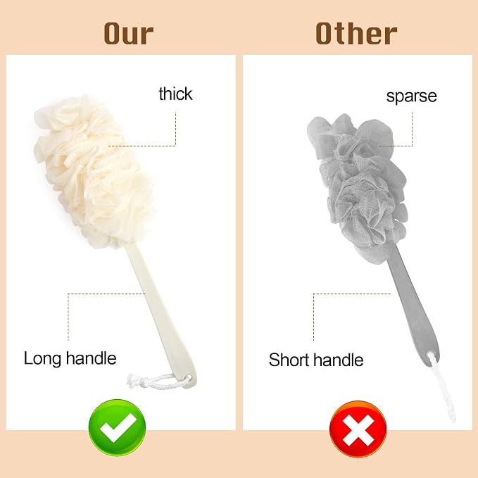 2Pack Back Scrubber for Shower，PIPUHA Loofah Sponge Shower Brush Using Body - Image 3