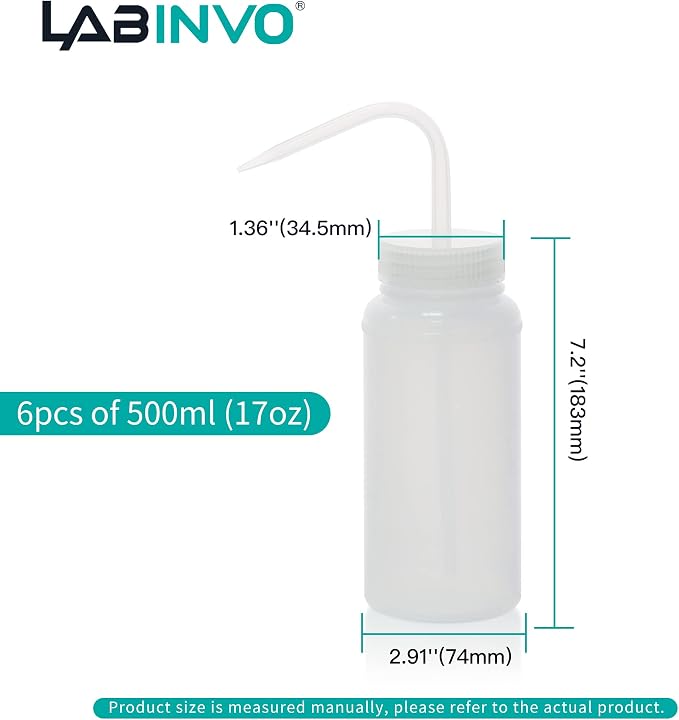 6pcs of Economy Wash Bottles, Wide-Mouth, Self-Venting Safety Wash Bottles - Image 4