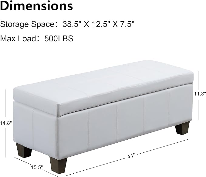 White Faux Leather Ottoman - Image 3