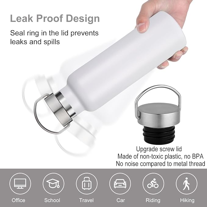 Neihepal 20 oz Insulated Water Bottles Bulk 2 Pack, Stainless Steel Double Wall - Image 4