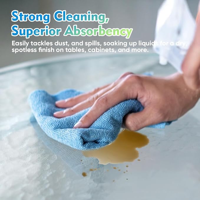 HOMEXCEL Blue Microfiber Cleaning Cloth 12 Pack, 12.5 x 12.5 inch Microfiber - Image 3