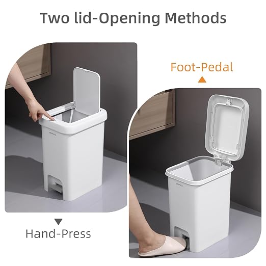 MOPALL Trash Can with Lid, Kitchen Step Trash Can, Garbage Can with Press Top - Image 2