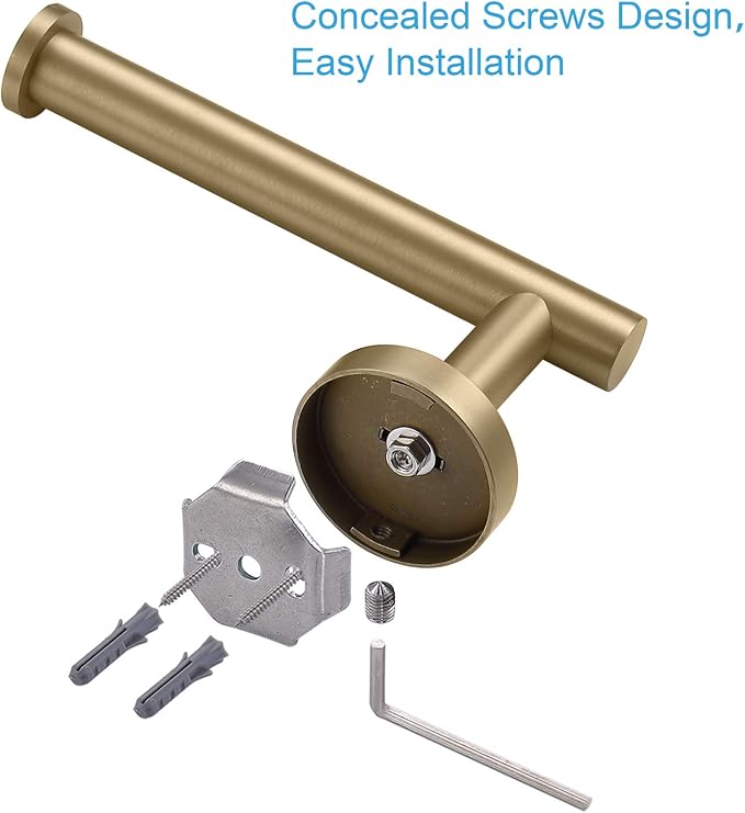 TASTOS Brushed Gold Toilet Paper Holder SUS304 Stainless Steel, Modern Round - Image 5