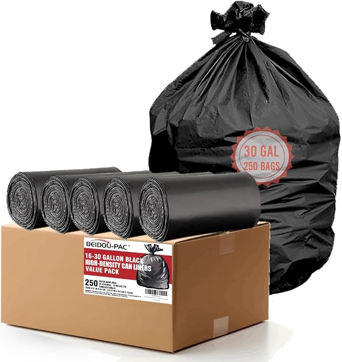 30 Gallon Trash Bags, Industrial, Commercial, Janitorial by BEIDOU-PAC