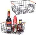 LeleCAT Wire Baskets with Wooden Handles Wire Storage Organizer Bin Baskets by LeleCAT