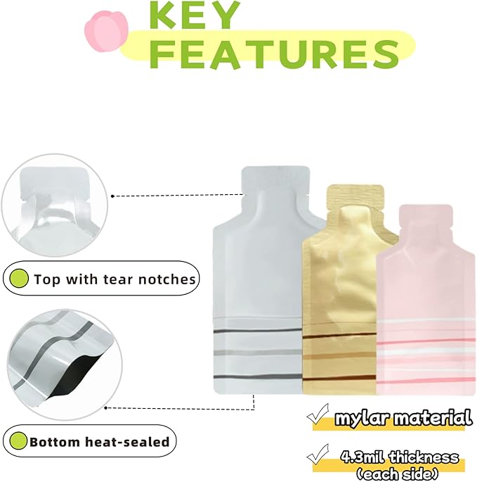 100 Pack 2.36x4.7 inch Heat Seal Sample Mylar Packet - Image 4