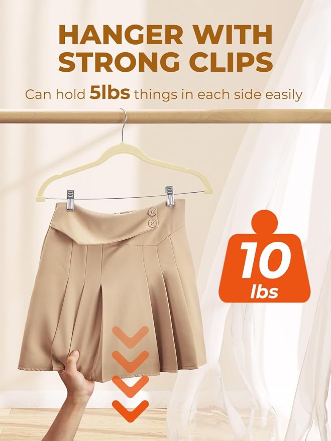 HOUSE DAY Velvet Skirt Hangers 36 Pack, Space Saving Slim Shorts Hanger - Image 3