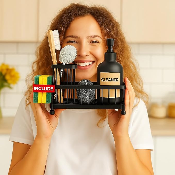 BSHG King Black Sponge Holder for Kitchen Sink, Sink Caddy Organizer - Image 7