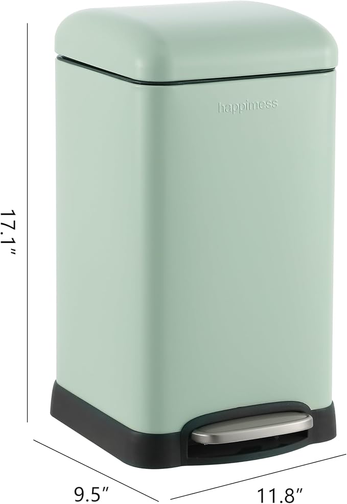 happimess HPM1012I Betty Retro Mini 3.2-Gallon Step-Open Trash Can, Fingerprint - Image 5