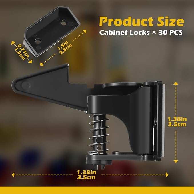 Tuanse 30 Pcs Cabinet Locks Invisible Safety Drawer Latches - Image 2