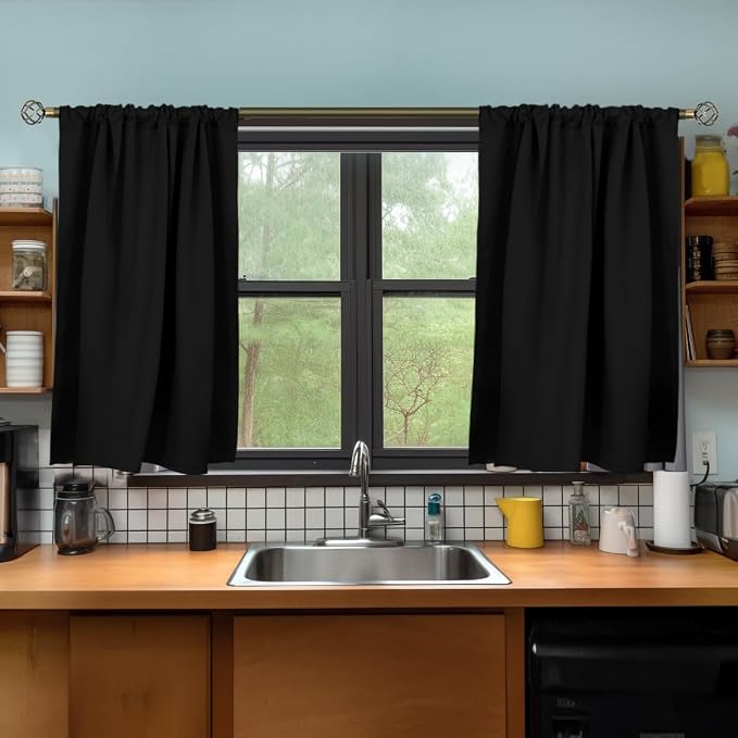 BGment Small Black Curtains Half Window - Image 7