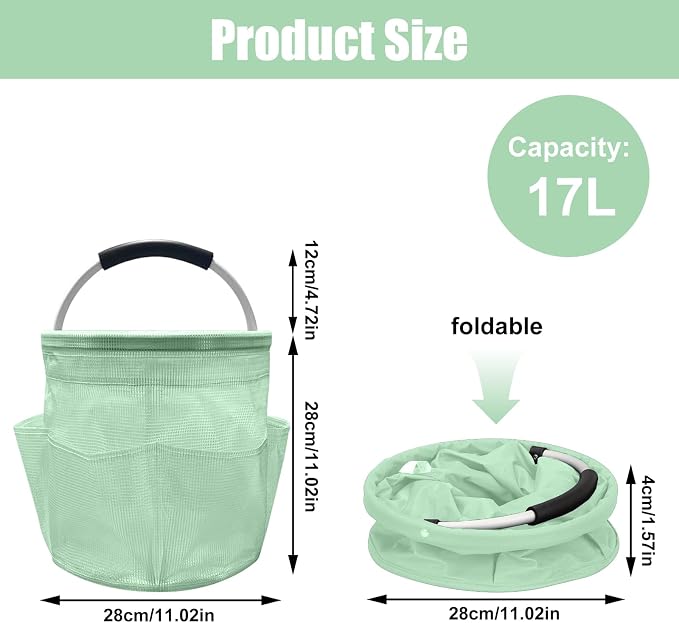 Qivine 17L Cleaning Caddy with Handle, Cleaning Supply Caddy Foldable Tool Bag - Image 2