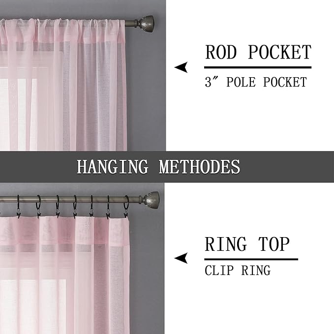 Tollpiz Sheer Curtain Linen Textured Living Room Curtains Sheer Light Filtering - Image 5