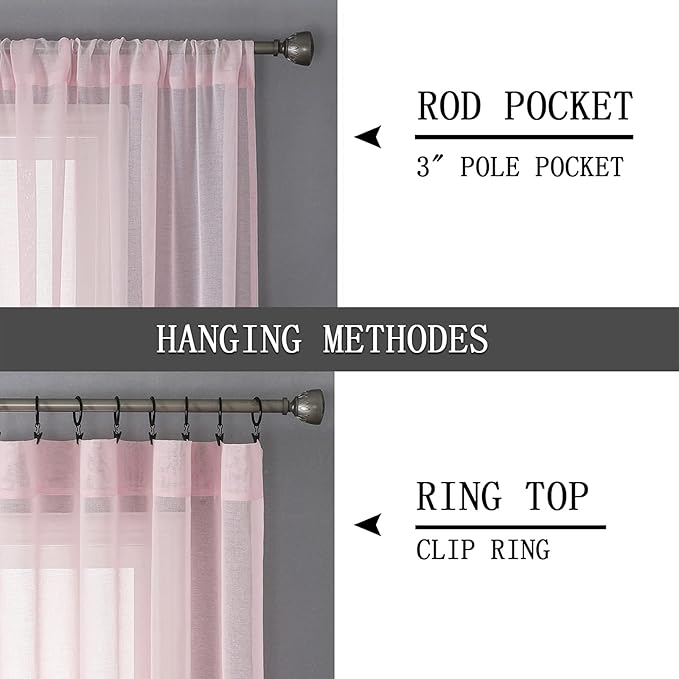 Tollpiz Short Sheer Curtain Linen Textured Bedroom Curtains Sheer Light - Image 5
