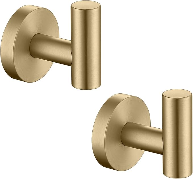 TASTOS Brushed Gold Bathroom Towel Coat Hook Stainless Steel, 2 Pack Robe by TASTOS