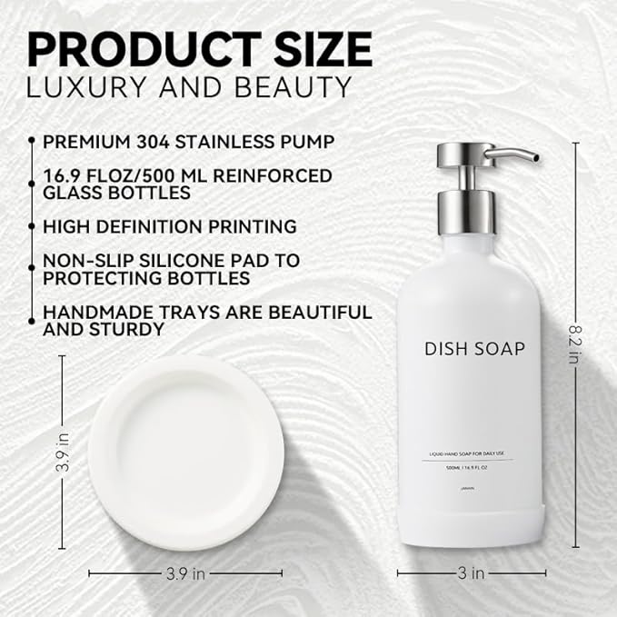 Glass Soap Dispenser Set by Janxin, Bathroom Soap Dispenser Set - Image 2