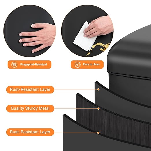 8 Gal/30L Slim Trash Can, Rectangular Step-On Stainless Steel Garbage Can - Image 5