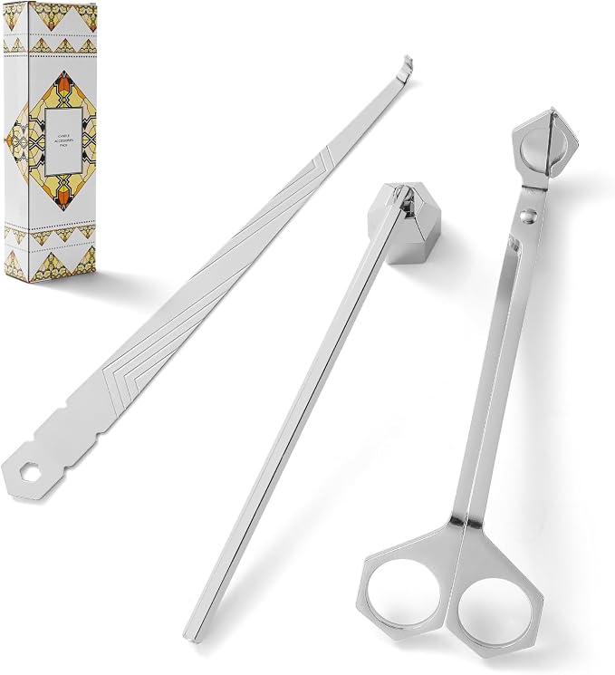 3-in-1 Candle Accessory Set, Wick Trimmer, Candle Snuffer, Wick Spoon, by PATOISE