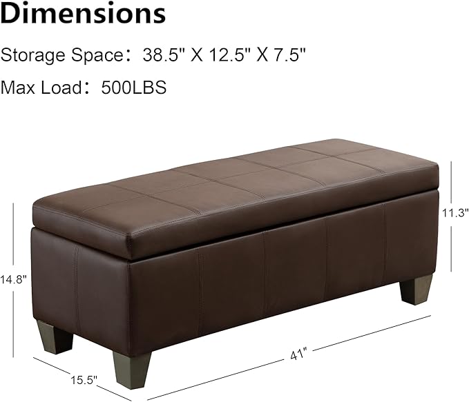 Brown Faux Leather Ottoman - Image 3