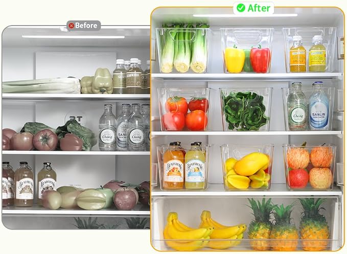 Attelite Clear Plastic Storage Bins, Large 6 Pack Pantry Organizer - Image 3