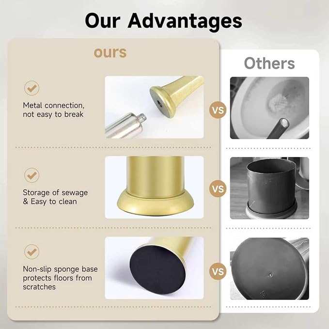 Gold Toilet Brush and Holder，Extra Long Handled Toilet Brush - Image 6