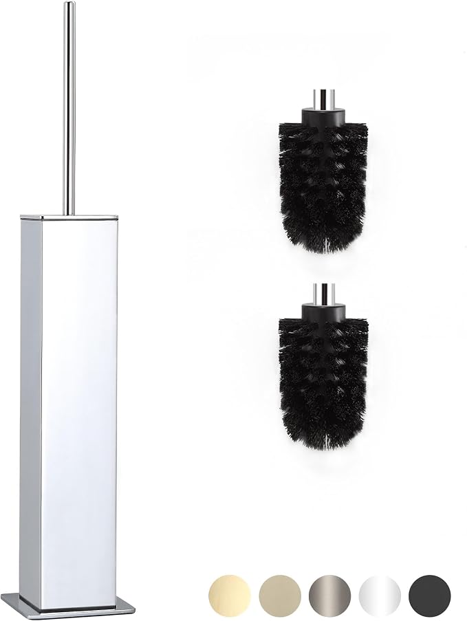 BVL Toilet Brush and Holder Set Chrome Stainless Steel 304 Square Freestanding - Image 2